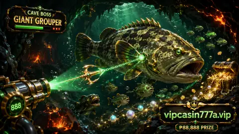 VIP777 fishing cannon facing reef fish, bubbles, and moving silhouettes in sapphire water