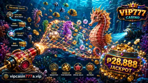 Wide VIP777 fishing reef view with open sapphire water, coral edges, and moving fish